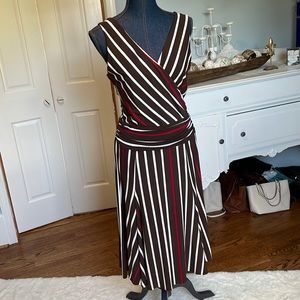 Brown and white striped BCBG dress